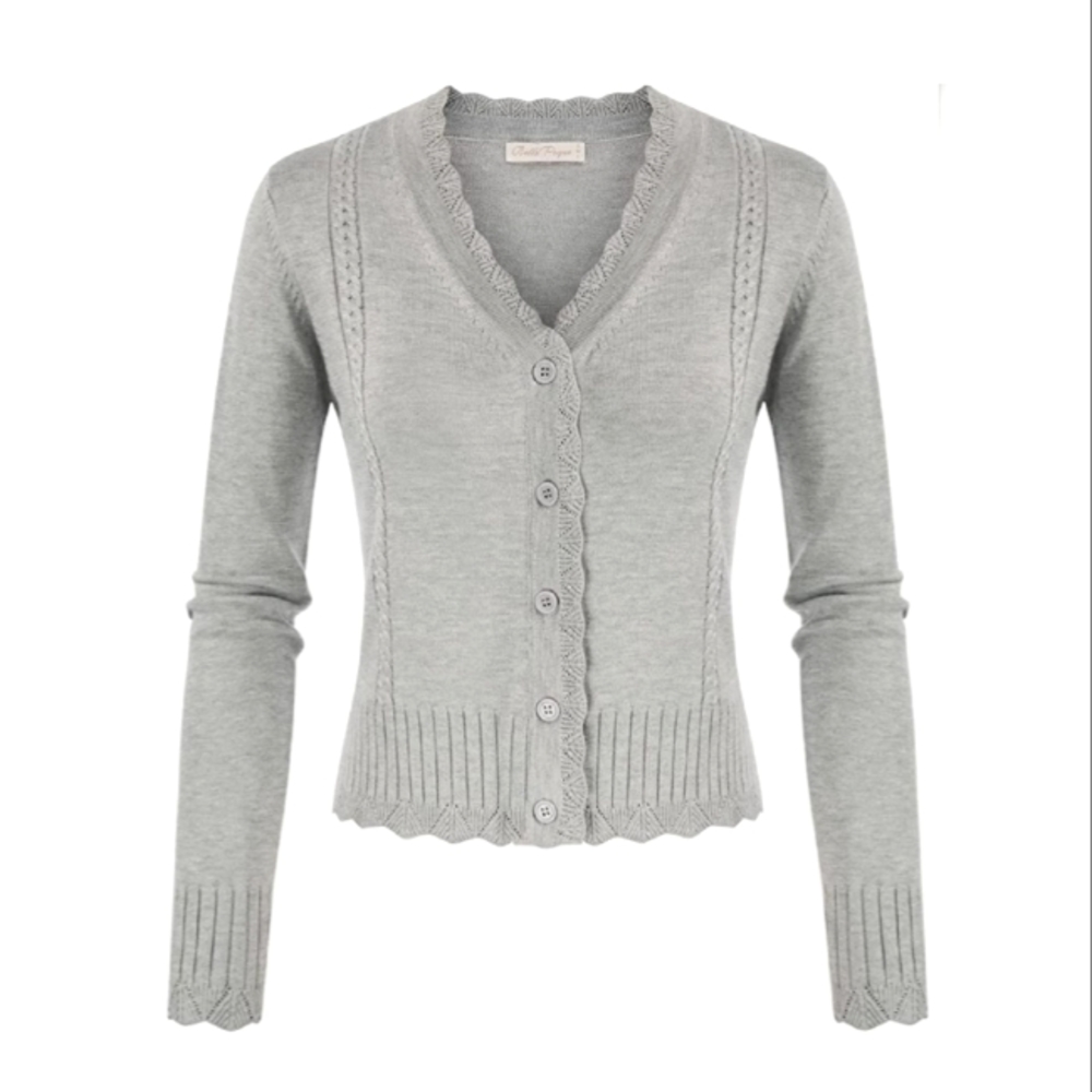 Belle Poque Gray Button-Up Cardigan Sweater – Women’s Size S